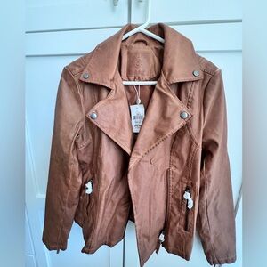 Max Studio faux leather moto jacket in caramel